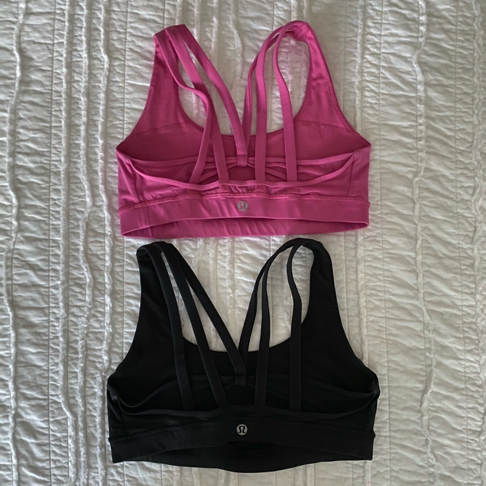 Lululemon Energy Exhale Bras - Black & Pink